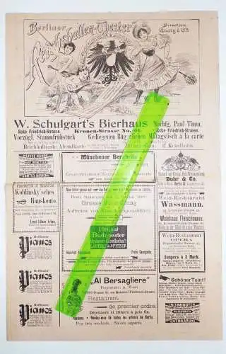 Berlin er Reichshallen Theater  Prospekt Werbung um 1890