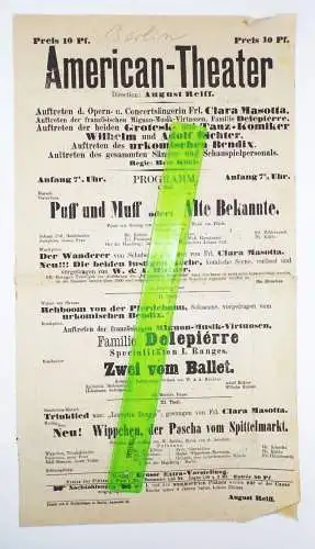 Altes Plakat American Theater Berlin Speisekarte um 1890 Aushang