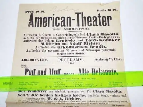 Altes Plakat American Theater Berlin Speisekarte um 1890 Aushang