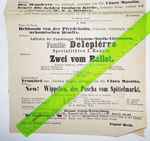 Altes Plakat American Theater Berlin Speisekarte um 1890 Aushang