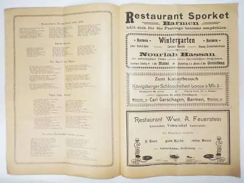 Fest Programm Besuch Kaiser Paar Wuppertal Eröffnung Schwebebahn 1900