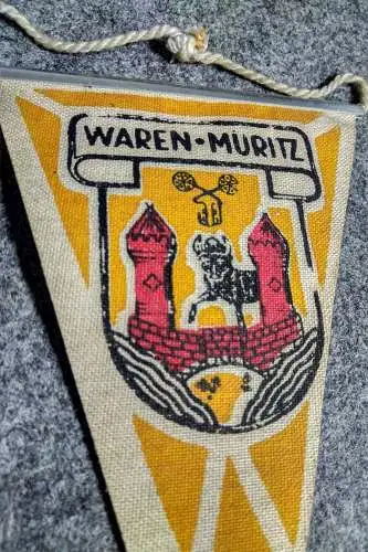 Original Waren Müritz Wimpel DDR klein See und Luftkurort