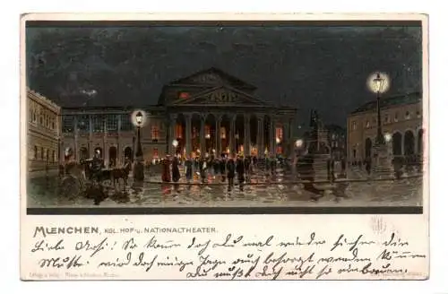 Ak München Königlicher Hof und Nationaltheater 1908