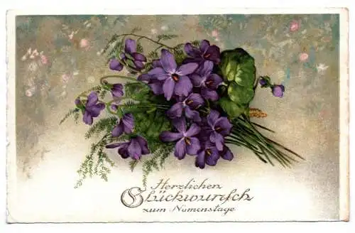 Ak Herzlichen Glückwunsch Veilchen 1933 Blumen goldgeprägt