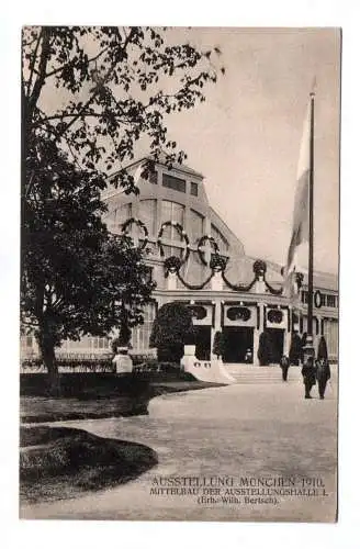 Ak Ausstellung München 1910 Mittelbau der Ausstellungshalle 1910