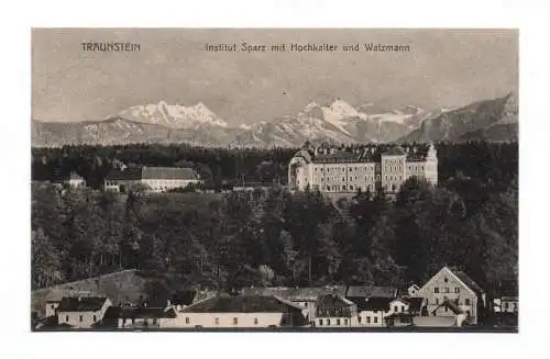 Ak Traunstein Institut Sparz mit Hochaltar und Watzmann 1916