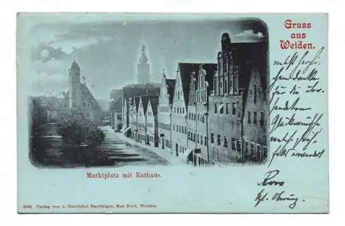 Ak Marktplatz mit Rathaus Gruss aus Weiden 1899