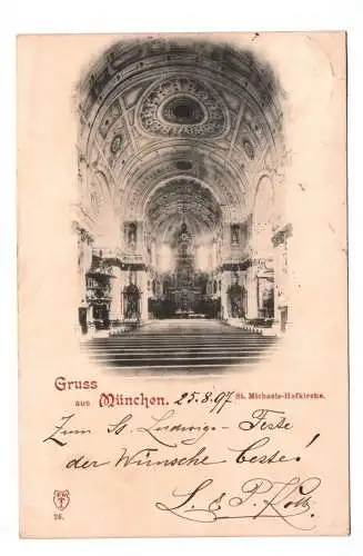 Ak Gruss aus München 1907 St. Michaels Hofkirche