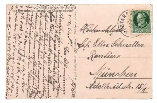 Ak Rosenheim Inneres der Kapuzinerkirche 1917