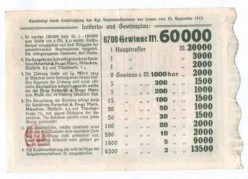 Säugling Fürsorge Geldlotterie Los 1914 Bayern lottery ticket altes Lotterielos
