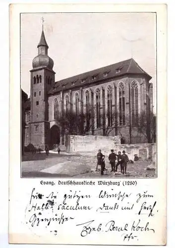 Ak Würzburg evangelische Deutschhauskirche