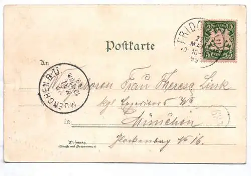 Litho Ak Gruss aus Fridolfing 1899 Traunstein