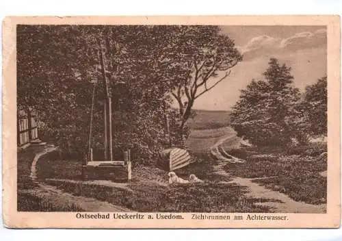 Ak Ostseebad Ueckeritz auf Usedom Ziehbrunnen am Achterwasser