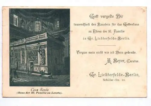 Litho Ak Groß Lichtenfelde Berlin Baustein Gotteshaus Kirche Casa Santa 1901