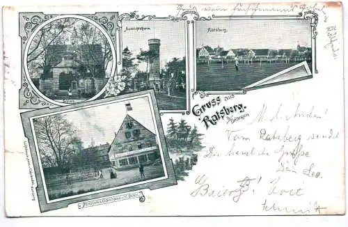 Litho Ak Gruss aus Ratsberg bei Erlangen Pension Gasthaus 1900