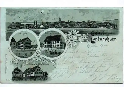 Litho Ak Gruss aus Lentersheim Mondschein 1900  Ehingen Ansbach