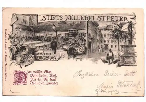 Litho Ak Salzburg Stiftskellerei St. Peter 1899