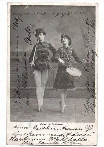 Ak Showgirls Trommler Rose et Jeanette 1905