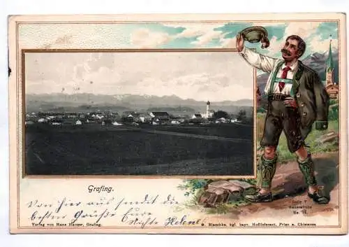 Litho Ak Grafing München Bayern geprägt 1904