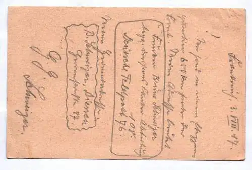 Feldpost Karte 1917 Stempel Difua 108 DFP Frankreich