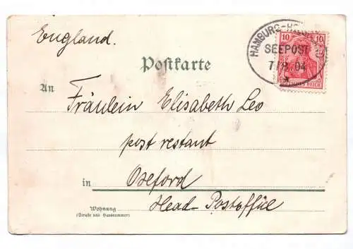 Litho Ak Salon Schnelldampfer Cobra Seepost Hamburg Helgoland 1904