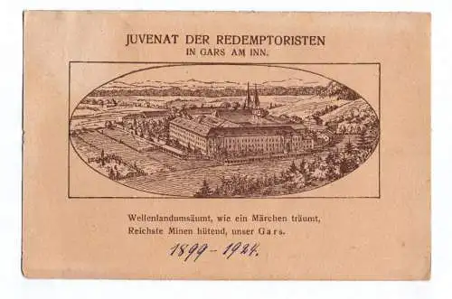 Ak Gars am Inn Juvenat der Redemptoristen 1924