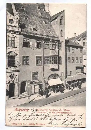 Litho Ak Augsburg ehemaliges Bankhaus der Welser Carolinenstrasse 1903