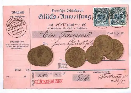 Ak Münzen Glücks Anweisung 1897 Glückshausen Glückwunsch