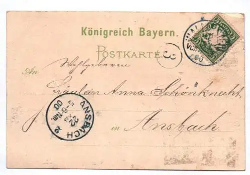 Litho Ak Gruss aus Wallerstein 1900 Kurhaus Institut Reitschule Ansbach