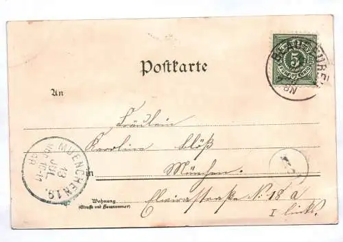 Litho Ak Gruss aus Blaubeuren Klosterkirche Rückenschloss 1898 Alb-Donau-Kreis