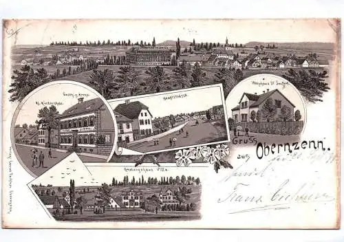 Litho Ak Gruß aus Obernzenn Gasthaus zur Krone Hauptstrasse Erholungshaus