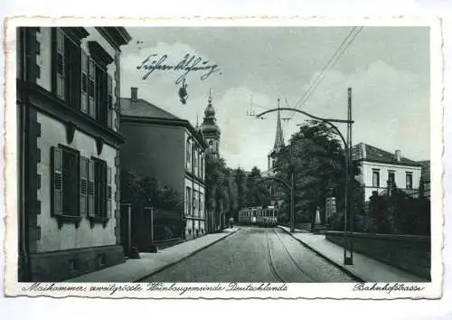 Ak Maikammer Bahnhofstrasse Straßenbahn 1933