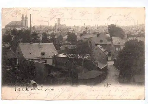 Litho Ak Hof Saale  Bayern vom Sand gesehen 1904