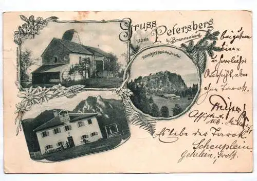 Litho Ak Gruss vom Petersberg bei Brannenburg Innthal 1899