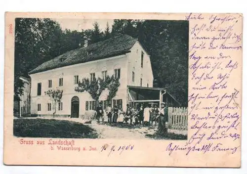 Litho Ak Gruss aus Landschaft bei Wasserburg am Inn 1900 Rosenheim