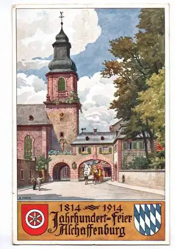 Ak Aschaffenburg Jahrhundertfeier 1914 Krone Bayern