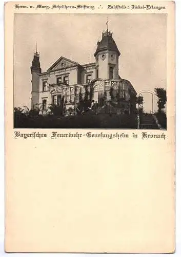 Ak Kronach bayerisches Feuerwehr Genesungsheim um 1910