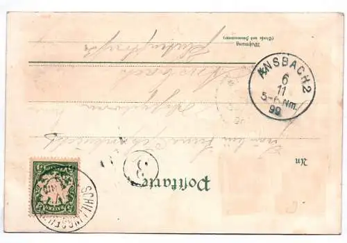 Litho Ak Gruss aus Schillingsfürst 1899 Institut mit Strasse Ansbach