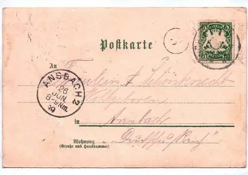 Litho Ak Gruss aus Schwabach kgl Seminar Kriegerdenkmal Brunnen Postamt 1899