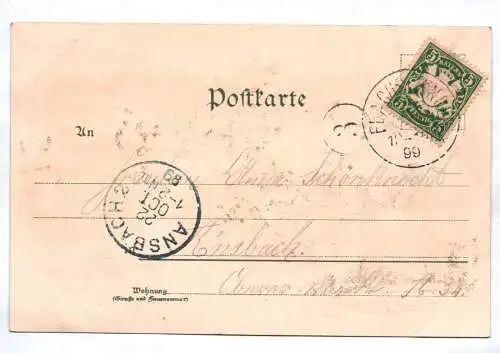 Litho Ak Gruß aus Flachslanden 1899 Gasthaus zur Krone Pfarrhaus Ansbach
