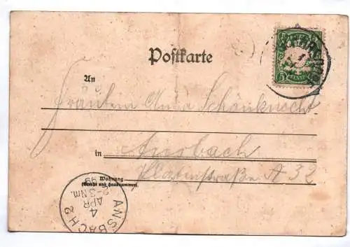 Litho Ak Gruss aus Rückersdorf Bahnhof Südseite Ludwigshöhe Vorläufer 1899
