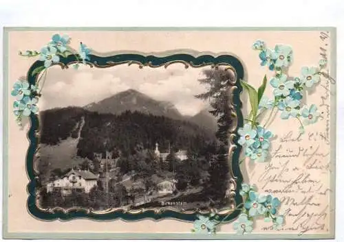 Litho Ak Birkenstein Fischbachau Leitzachtal 1904 geprägt Vergissmeinnicht