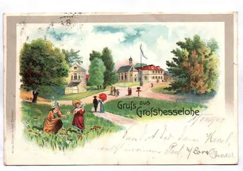 Litho Ak Gruß aus Grosshesselohe Pullach im Isartal  1900