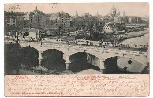 Ak München Partie an der Isar Steindorfstrasse mit Lukaskirche 1902