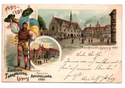 Litho Ak Sächsisch Thüringische Ausstellung Leipzig 1903 Rathaus