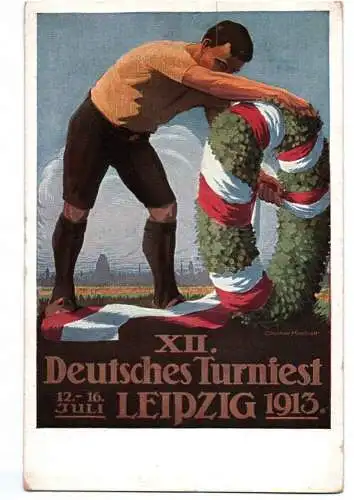 Künstler Ak Leipzig Deutsches Turnfest 1913 Der Festkranz Gustav Krasselt