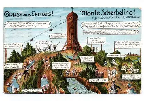 Litho Ak Gruss aus Leipzig Monte Scherbelino Scherbelberg 1927