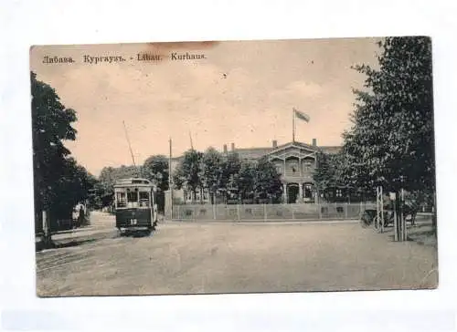 Ak Libau Kurhaus Straßenbahn 1917 Feldpost Litauen