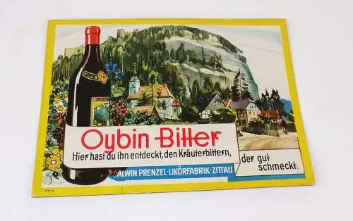 Altes Pappschild Zittau Oybin Bitter Alwin Prenzel Likör Fabrik Sachsen um 1930