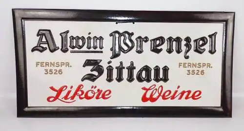 Altes Reklame Pappschild Alwin Prenzel Likör  Wein Fabrik Zittau